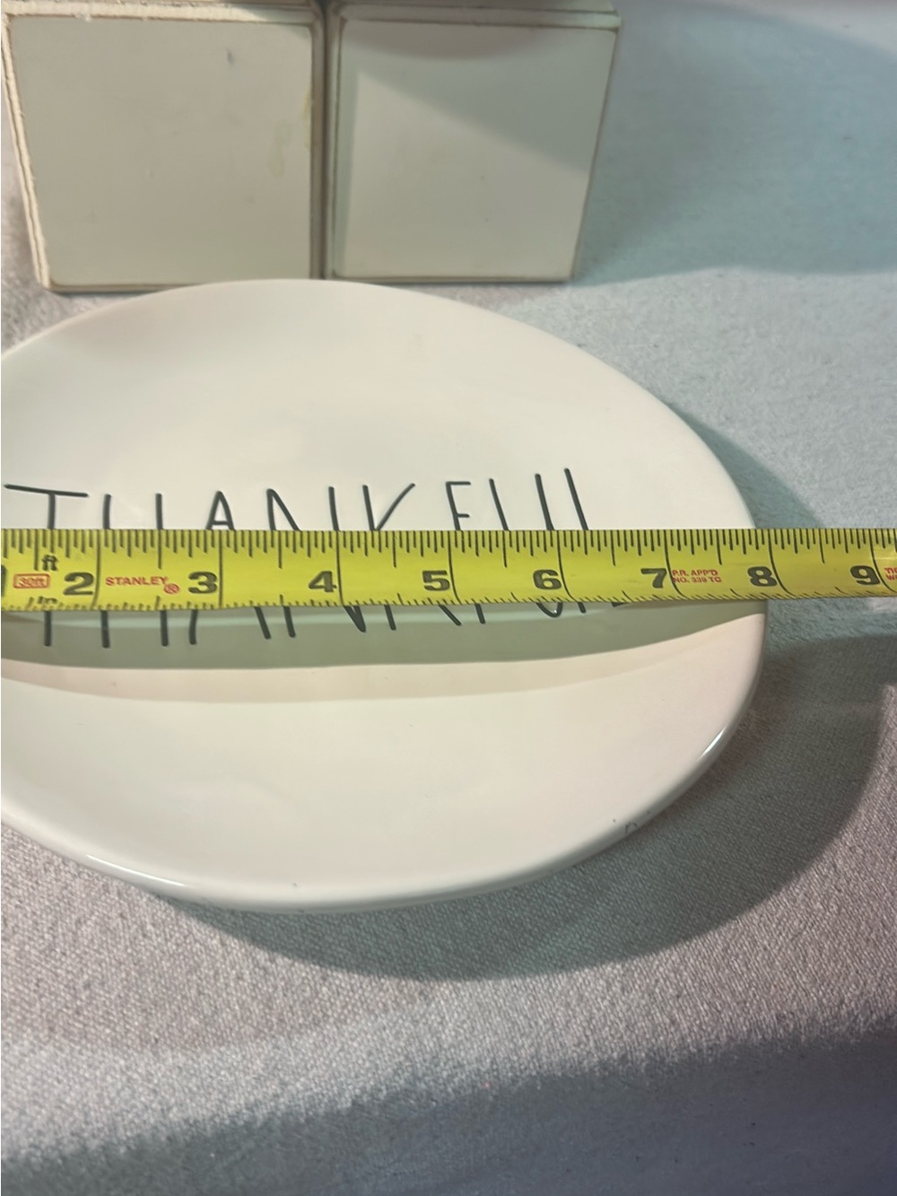 Rae Dunn White 'THANKFUL' Ceramic Dinner Plates - Pair - Picture 4 of 4